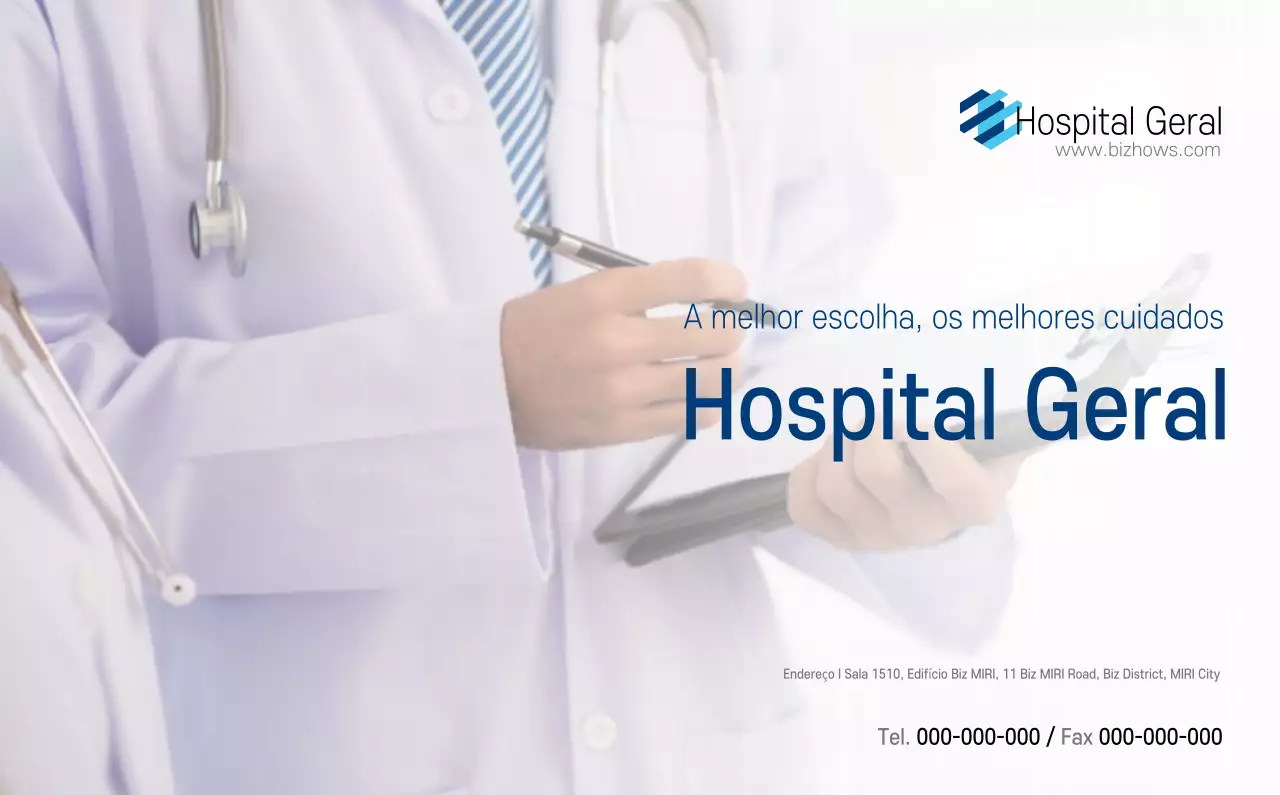 Calendário promocional hospitalar simples branco-marinho