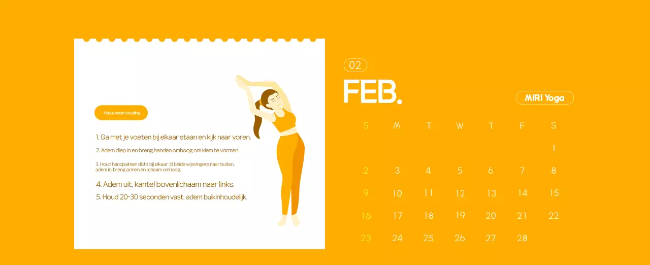 Oranje Minimalistische Yoga Promotiekalender