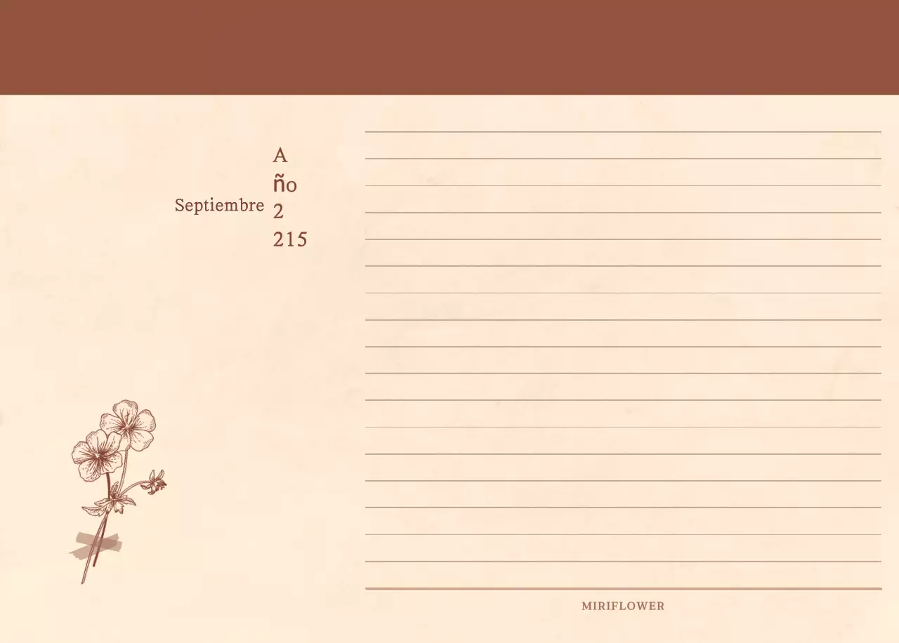 Un calendario sentimental de floristería en concepto de papel tejido marrón claro y marrón