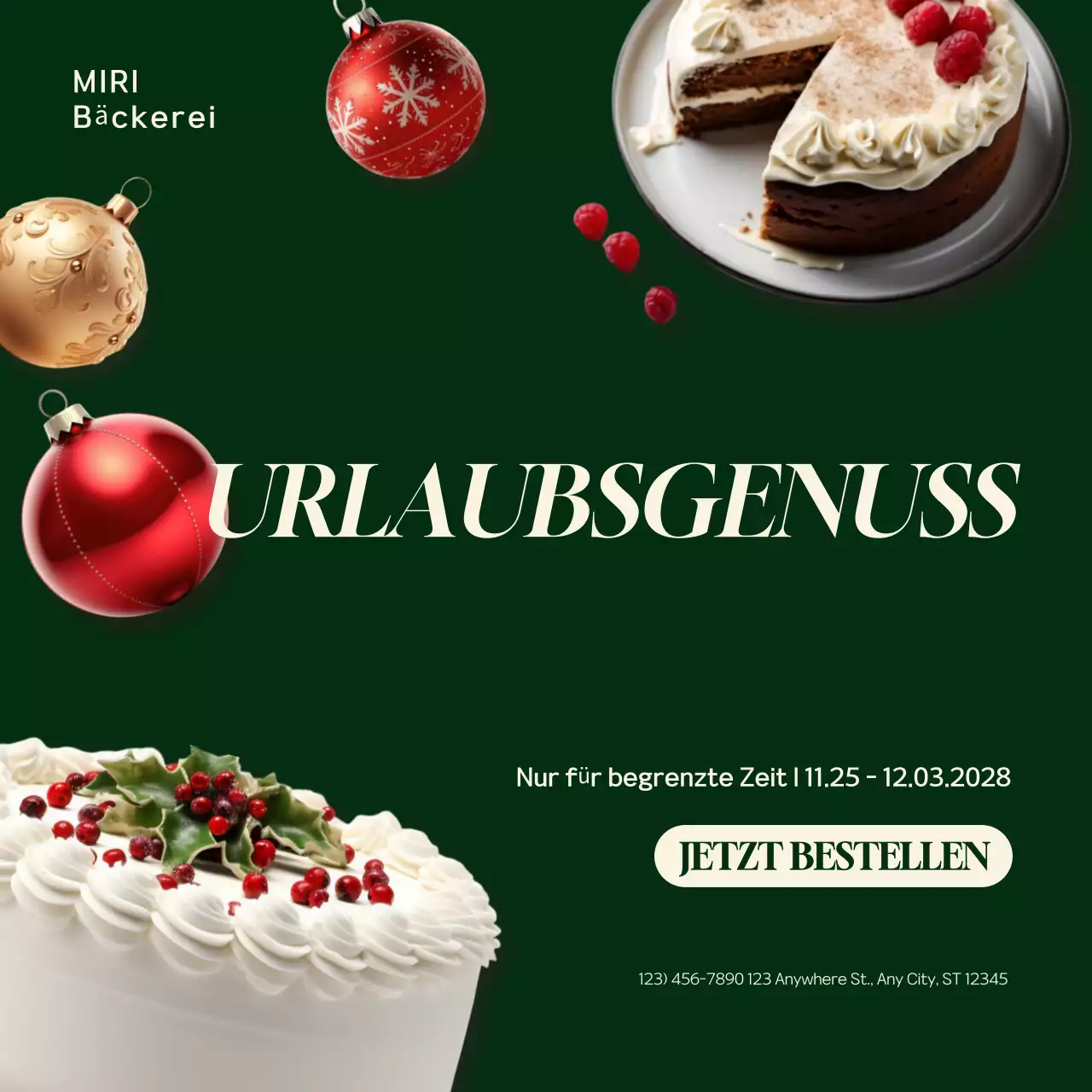 roter festlicher Weihnachtskuchen Werbepost