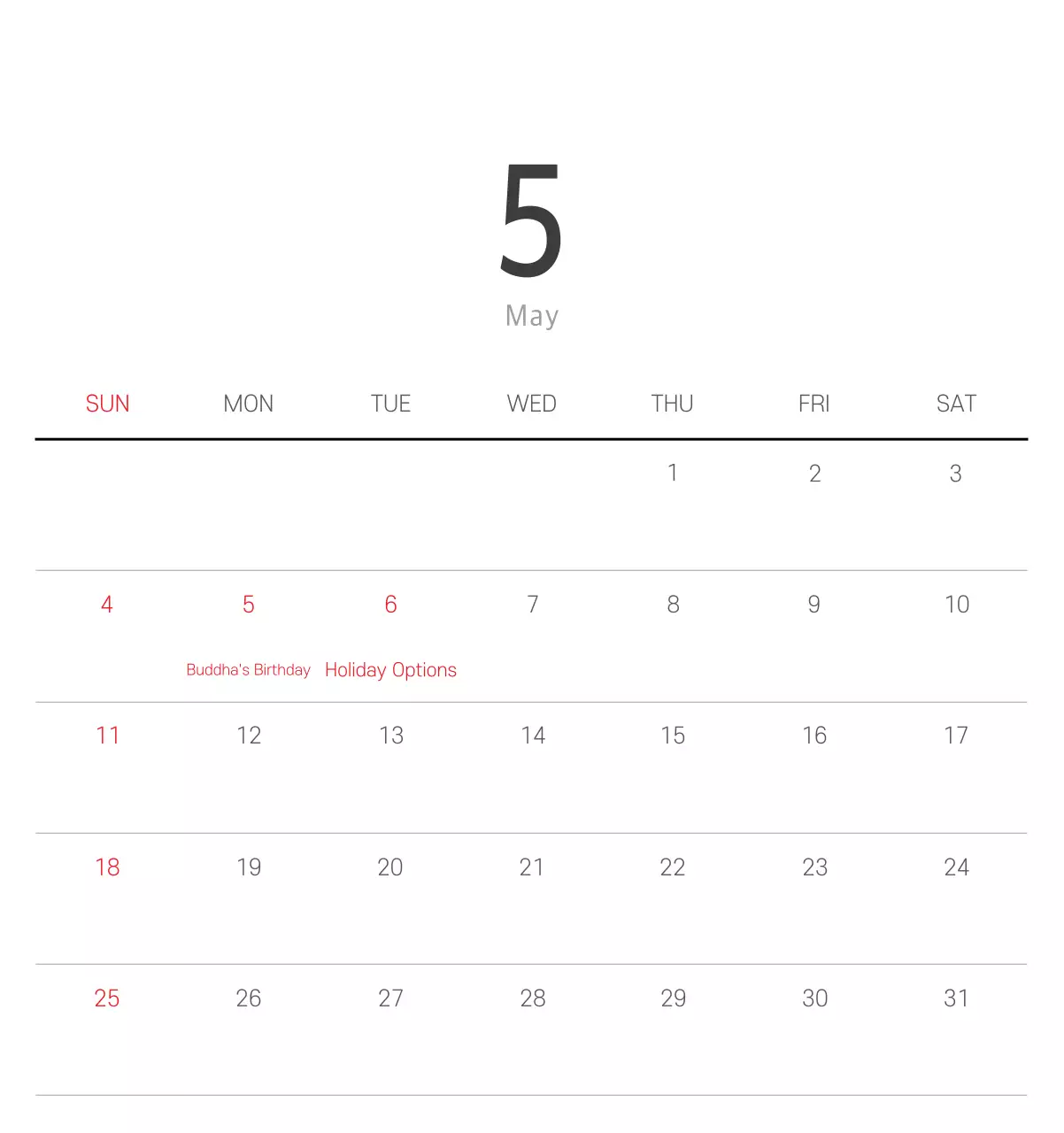 White clean botanical nature calendar