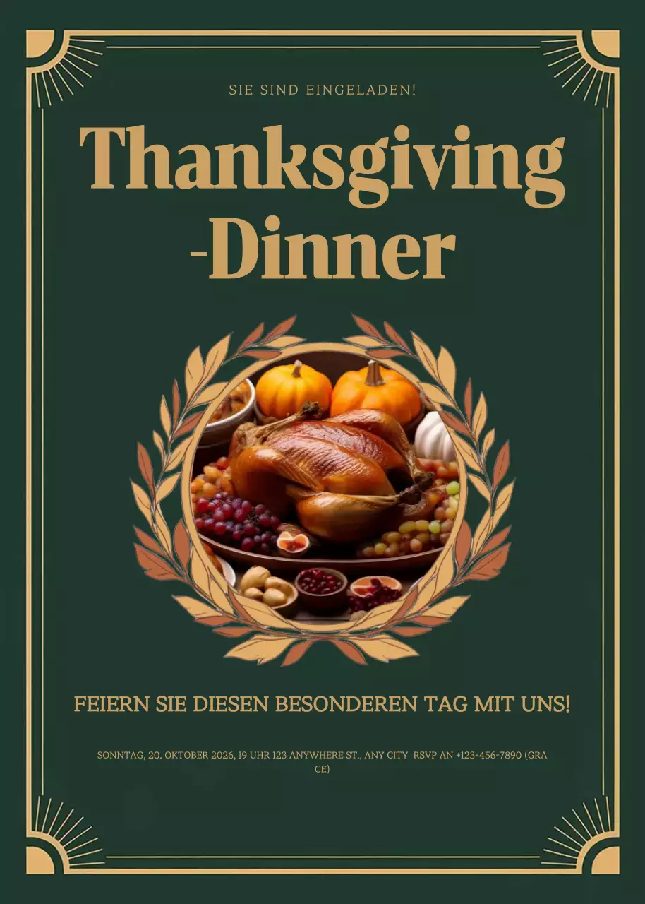 grüne traditionelle Thanksgiving-Einladung