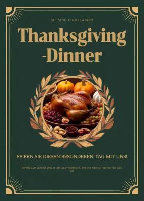 grüne traditionelle Thanksgiving-Einladung