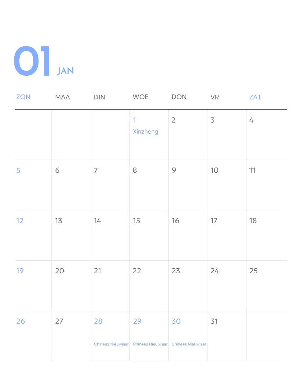 Photo goal tracker kalender met een vleugje blauw