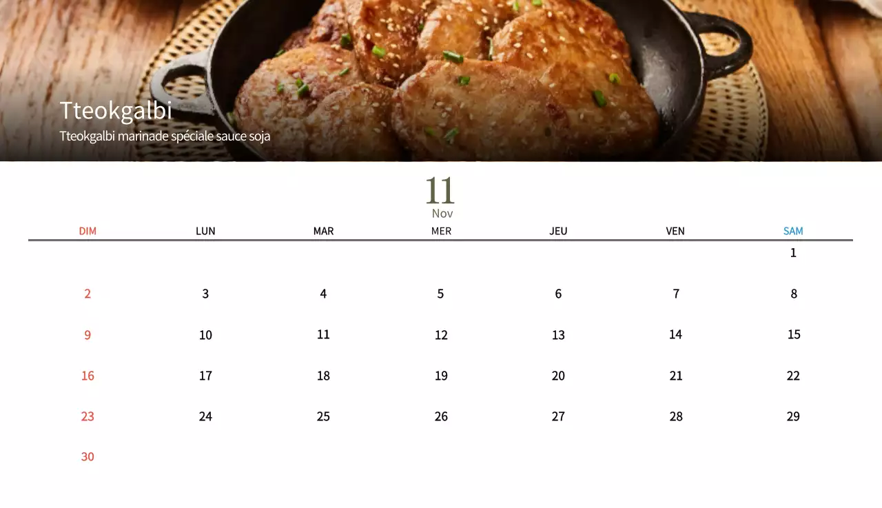 Calendrier de l'alimentation traditionnelle beige