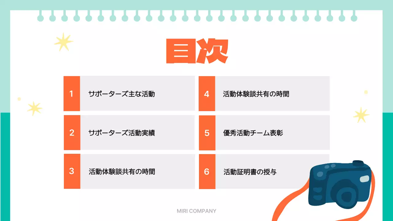 オレンジ 楽しい 活動 報告書 プレゼンテーション
