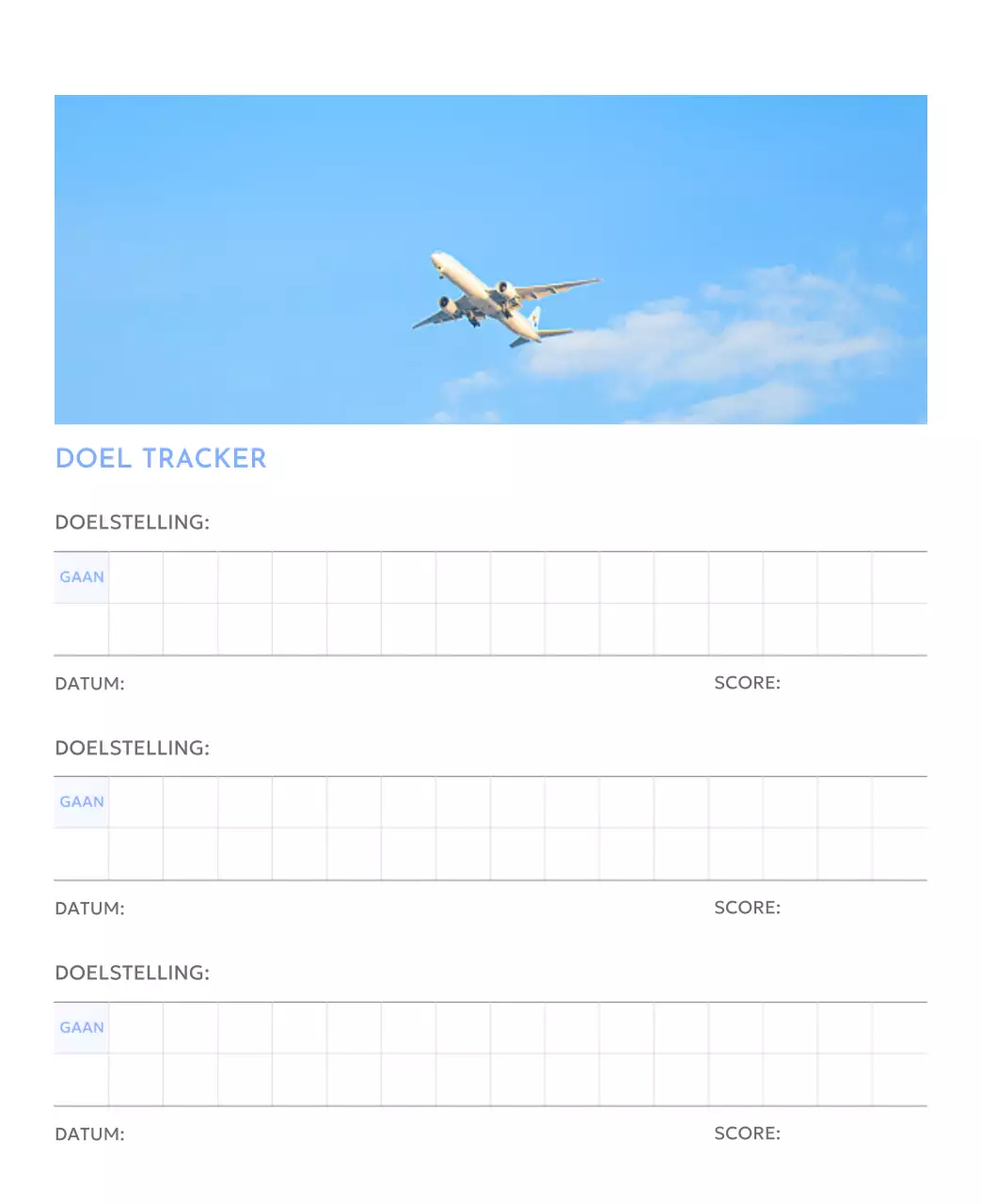 Photo goal tracker kalender met een vleugje blauw