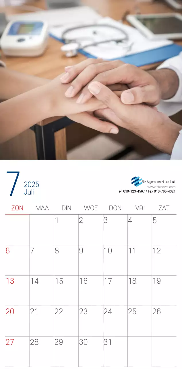 Navy Witte Eenvoudige Ziekenhuis Promotiekalender