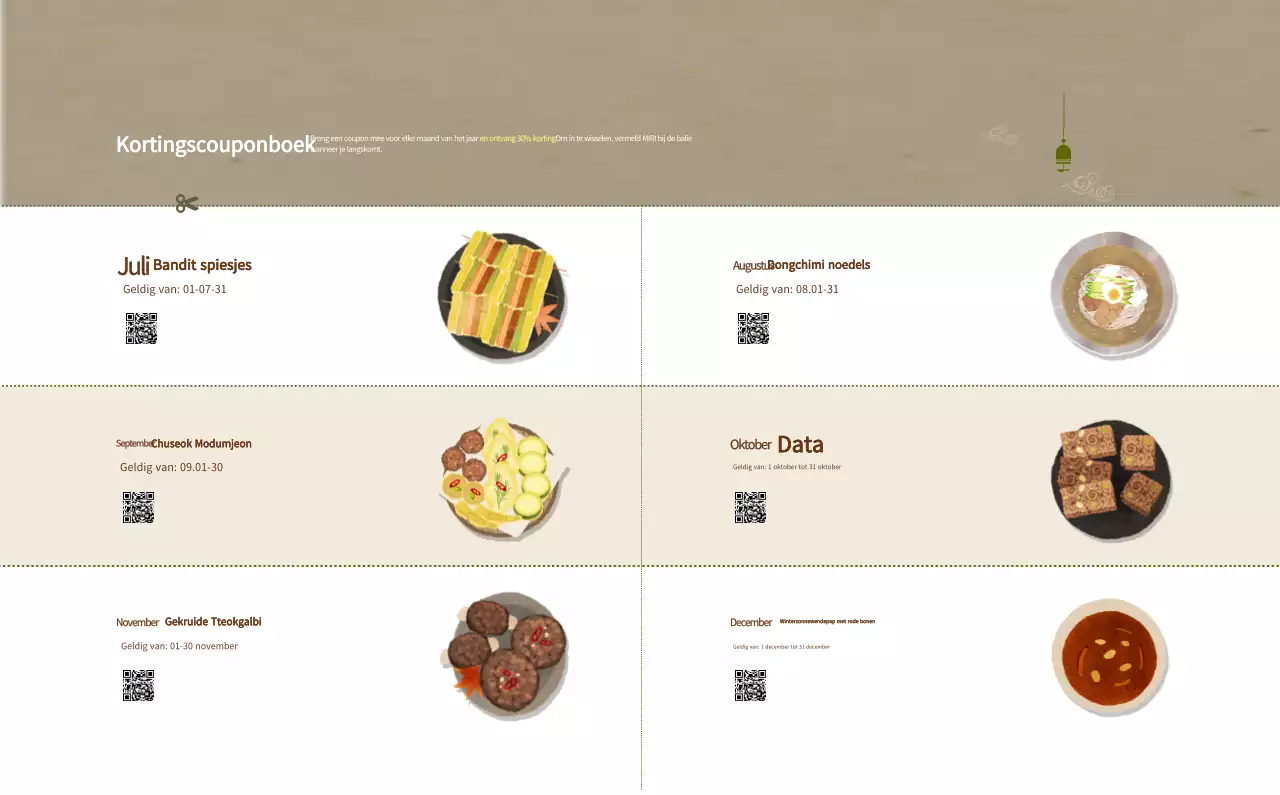 Beige Traditionele Eetkalender