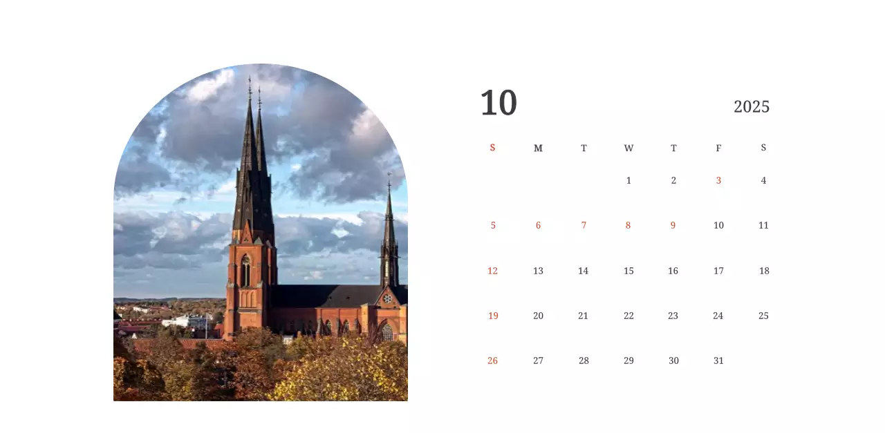 Calendrier photographique conceptuel mettant en scène des églises dans des paysages.