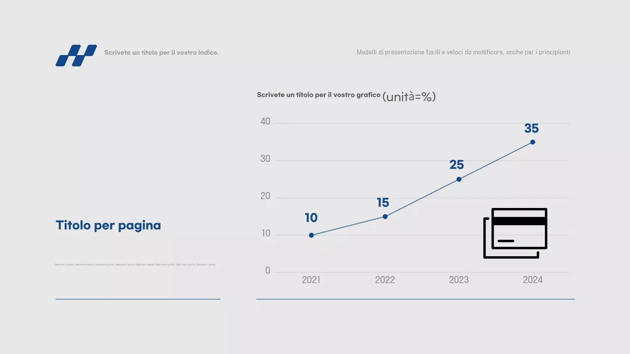 Semplice relazione di presentazione in blu e grigio, facile e veloce da modificare
