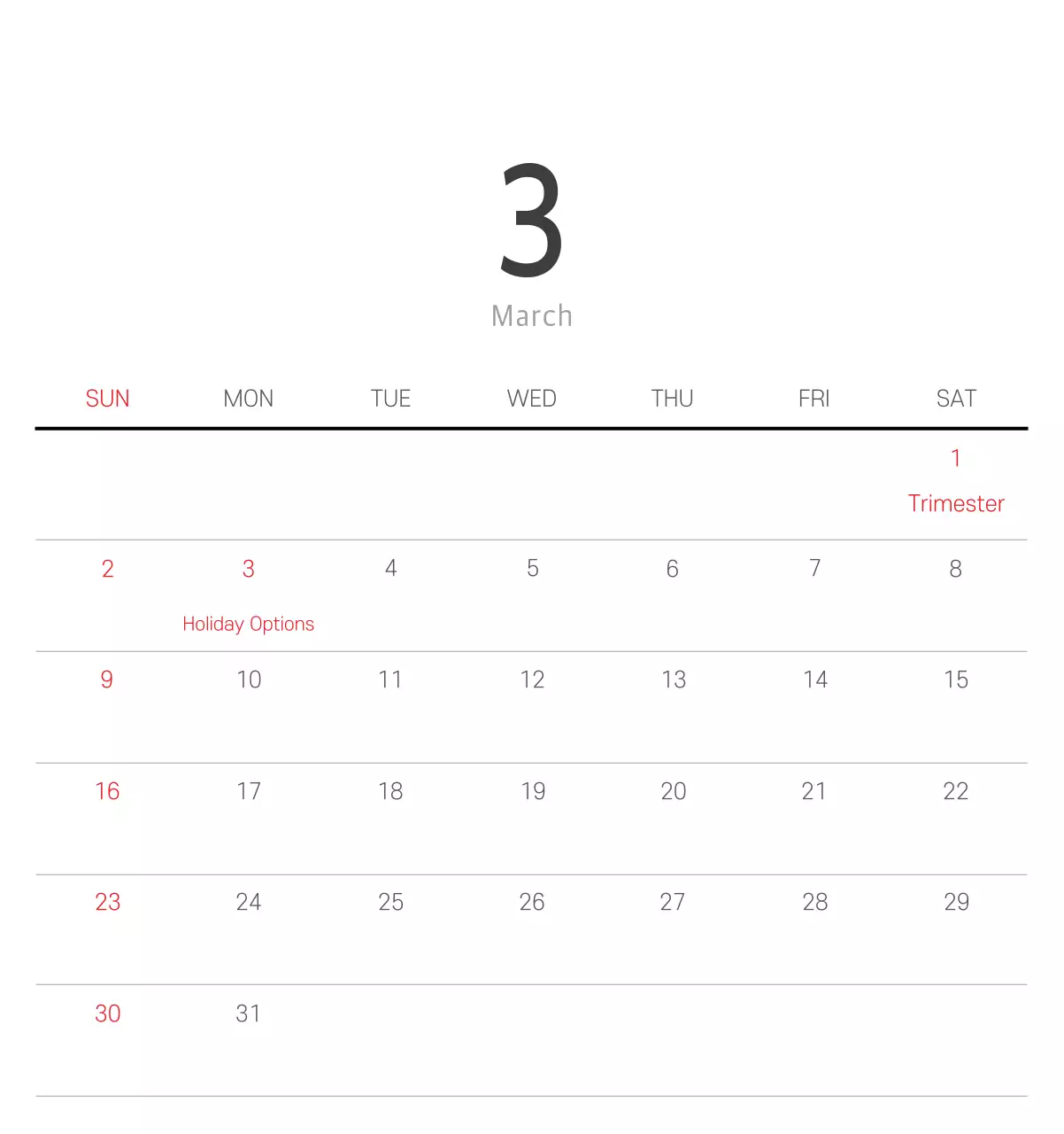 White clean botanical nature calendar