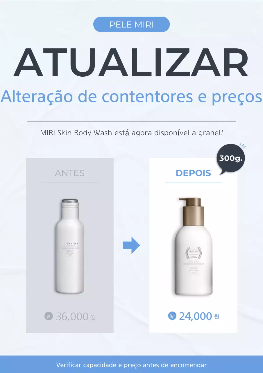 Aviso de mudança de cosméticos moderno azul claro e branco