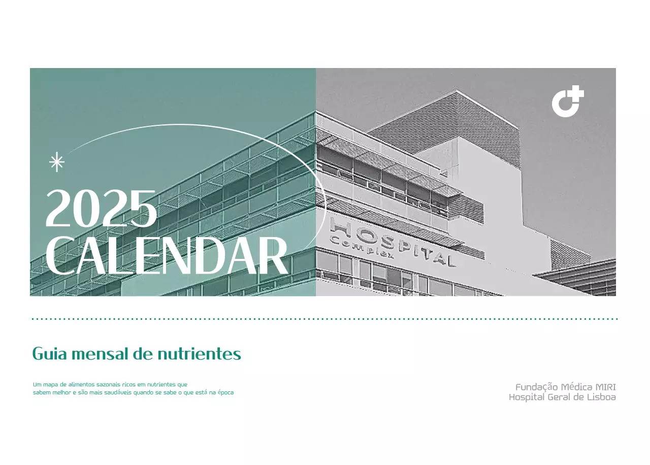 Calendário hospitalar numa moldura verde
