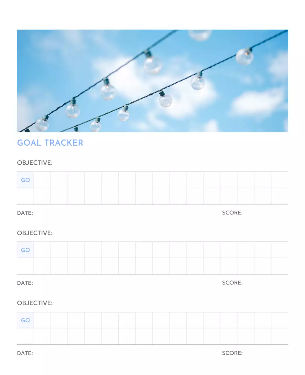 Kalender pelacak sasaran foto dengan percikan warna biru