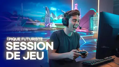 Publicité pour les jeux futuristes bleus