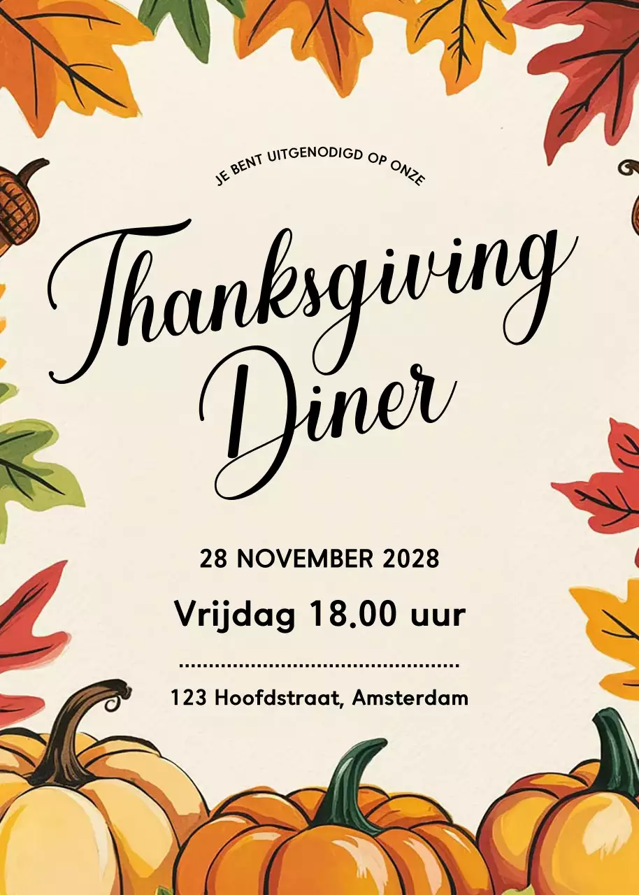 uitnodiging voor traditionele Thanksgiving