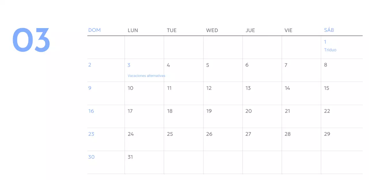 Calendario fotográfico de seguimiento de objetivos con un toque de azul