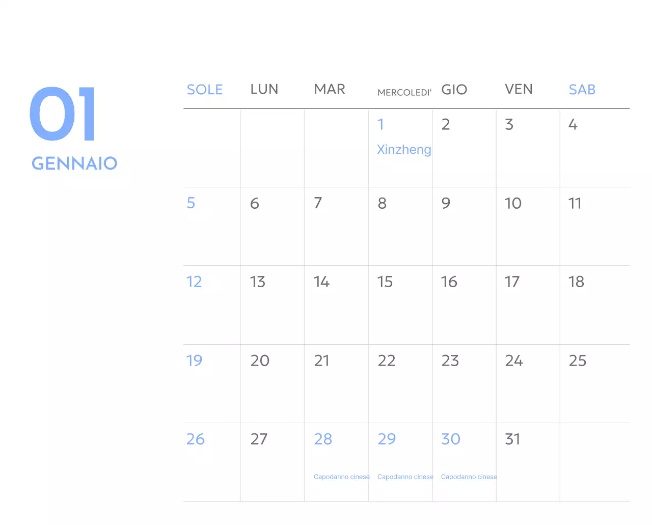 Calendario con foto tracciatore di obiettivi con un tocco di blu