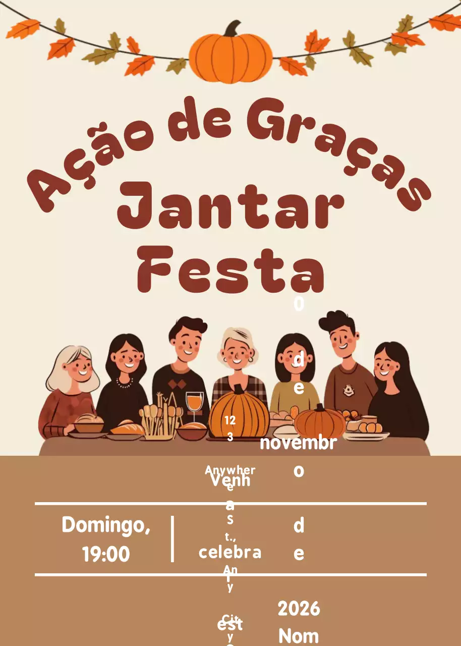 convite de Ação de Graças retro laranja
