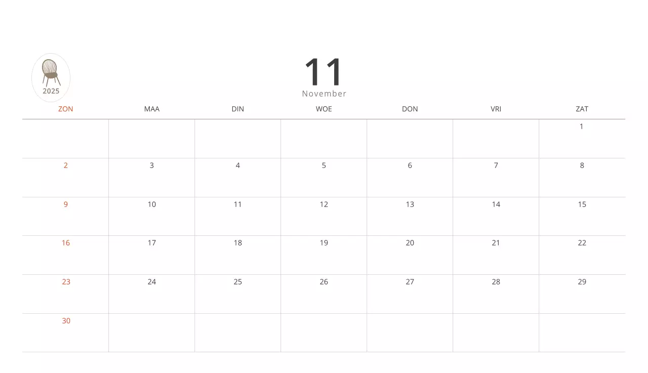 Beige minimalistische interieurkalender
