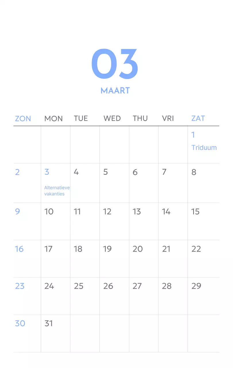 Photo goal tracker kalender met een vleugje blauw