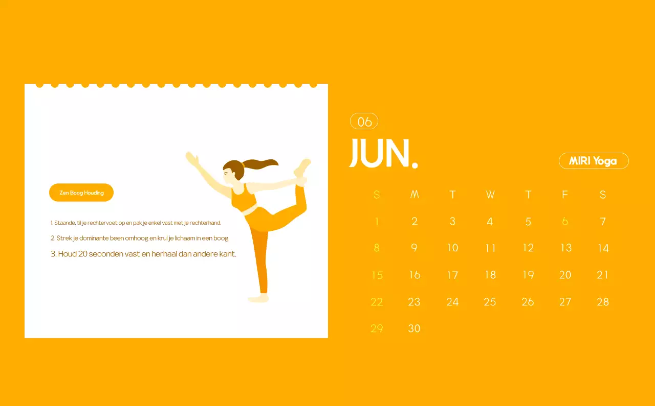 Oranje Minimalistische Yoga Promotiekalender