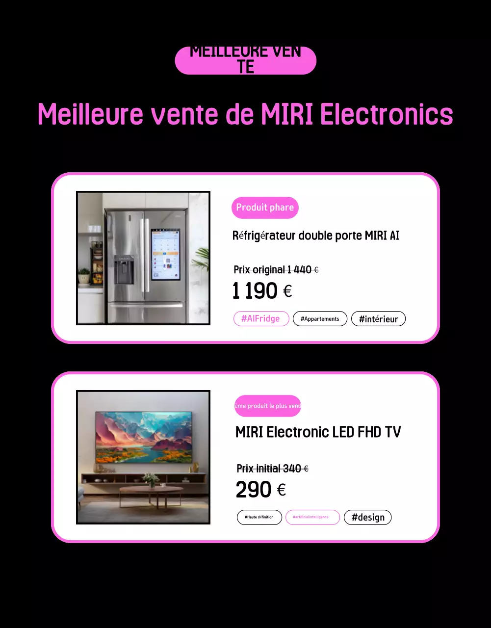 Publicité kitsch pour les soldes du vendredi noir en noir et rose vif