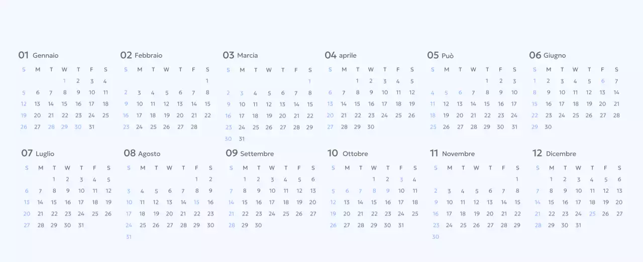 Calendario con foto tracciatore di obiettivi con un tocco di blu