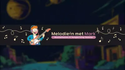 zwart geel groen muziek tutorial youtube kanaal sjabloon cartoon stijl