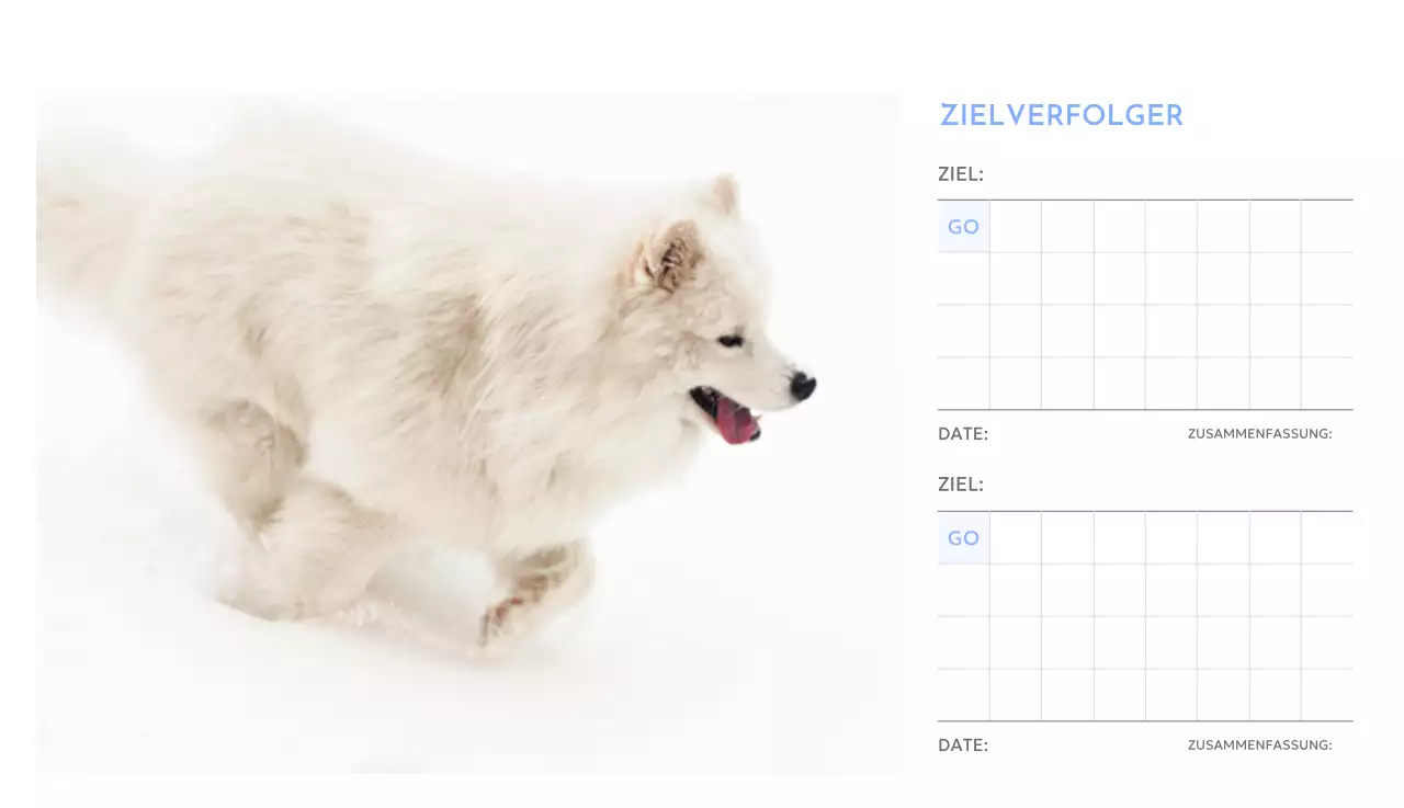 Foto-Zielverfolgungskalender mit einem Hauch von Blau