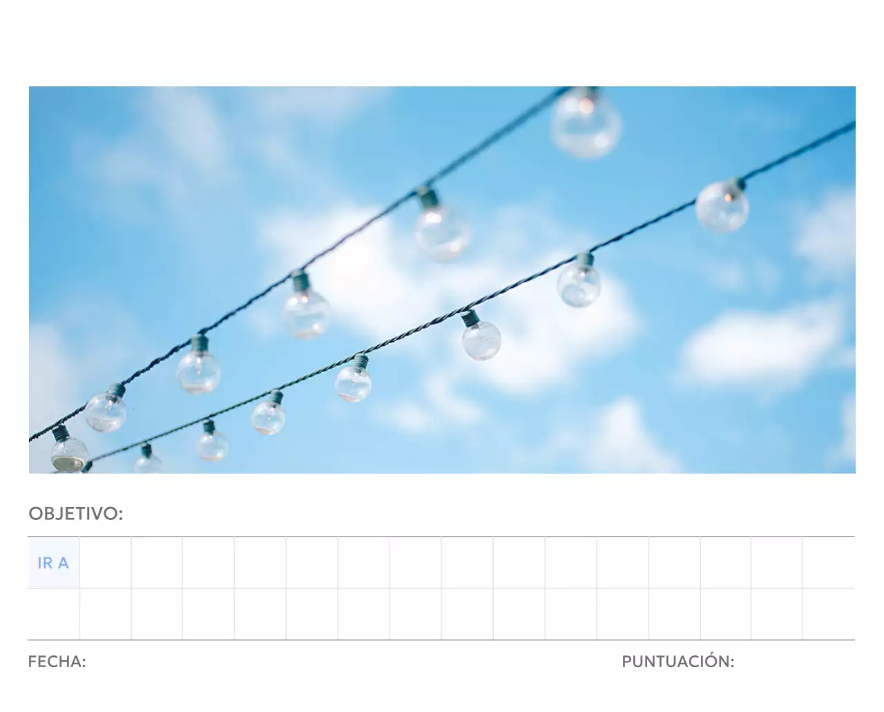 Calendario fotográfico de seguimiento de objetivos con un toque de azul