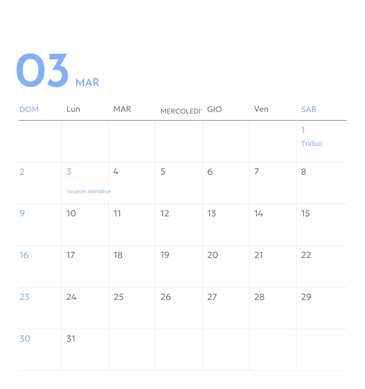 Calendario con foto tracciatore di obiettivi con un tocco di blu