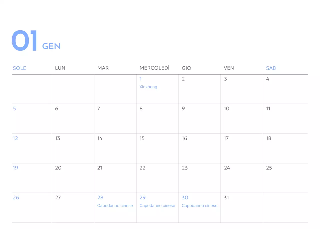 Calendario con foto tracciatore di obiettivi con un tocco di blu