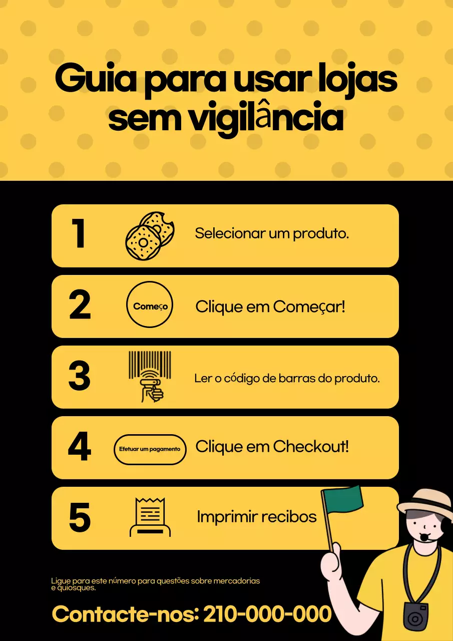 Guia simples amarelo para lojas não tripuladas