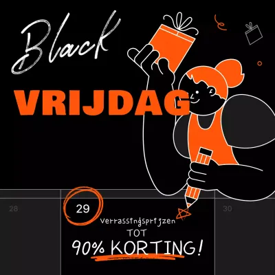 Promoot een kitscherige Black Friday uitverkoop in oranje en zwart