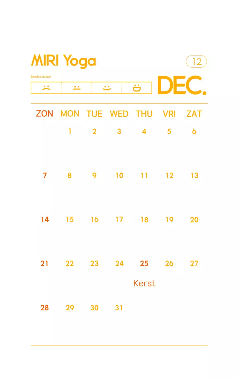 Oranje Minimalistische Yoga Promotiekalender