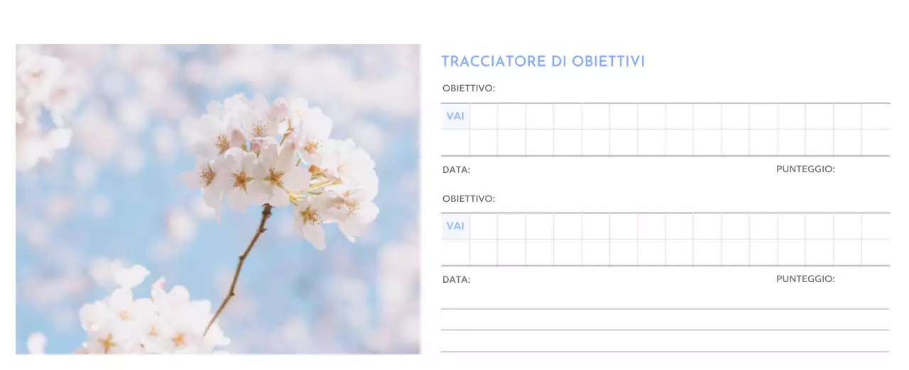 Calendario con foto tracciatore di obiettivi con un tocco di blu