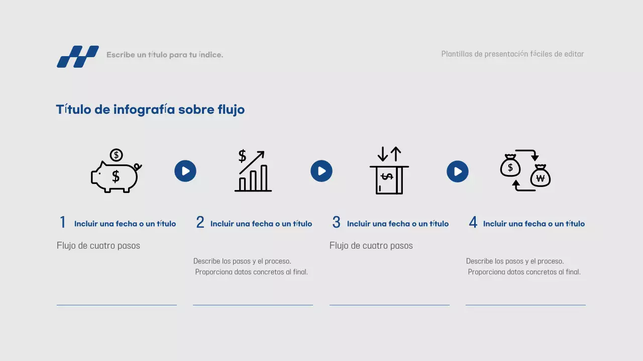 Informe de presentación sencillo en azul y gris, rápido y fácil de editar