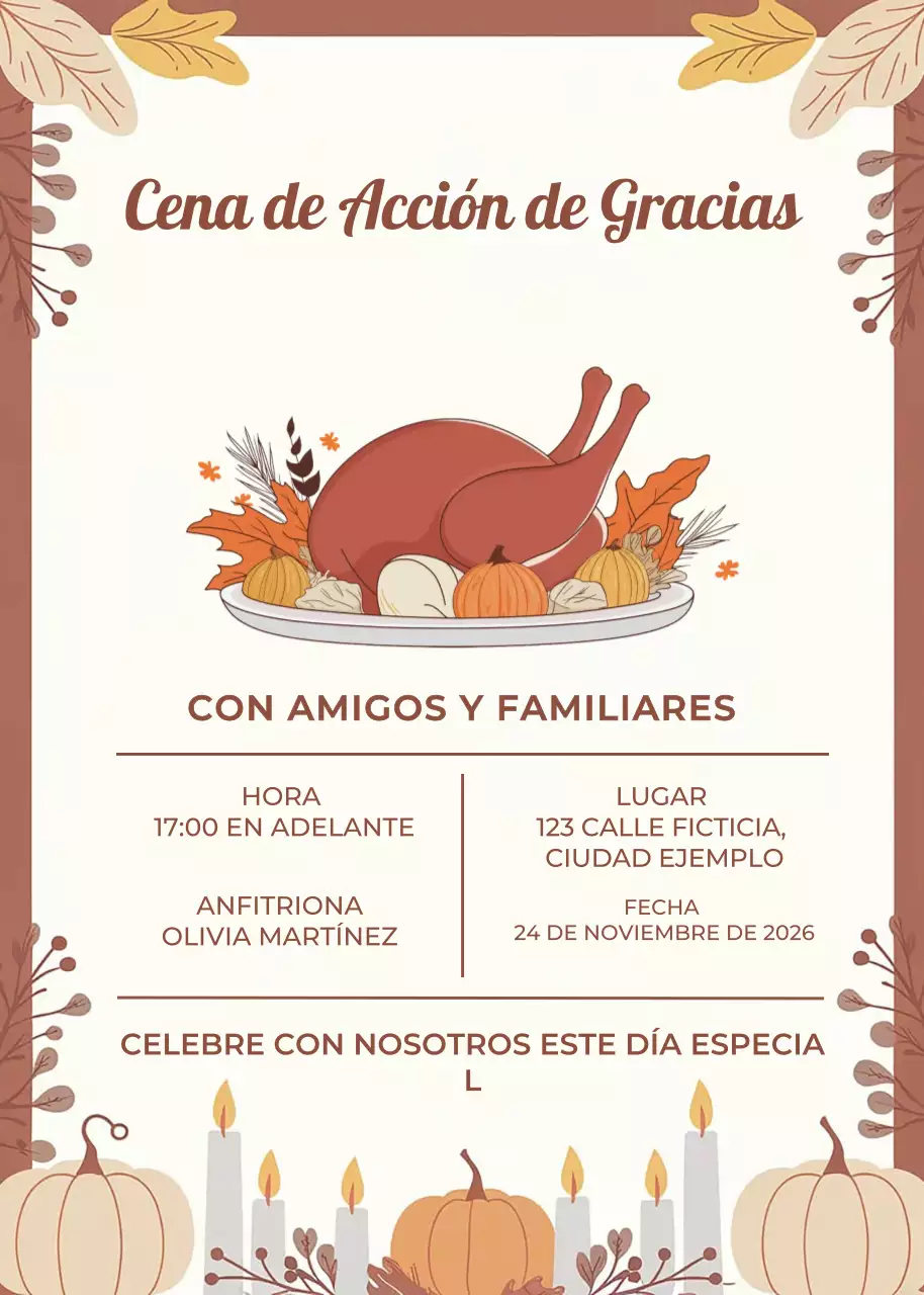 invitación a la cena tradicional marrón