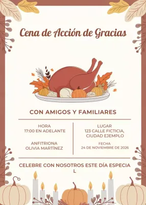invitación a la cena tradicional marrón
