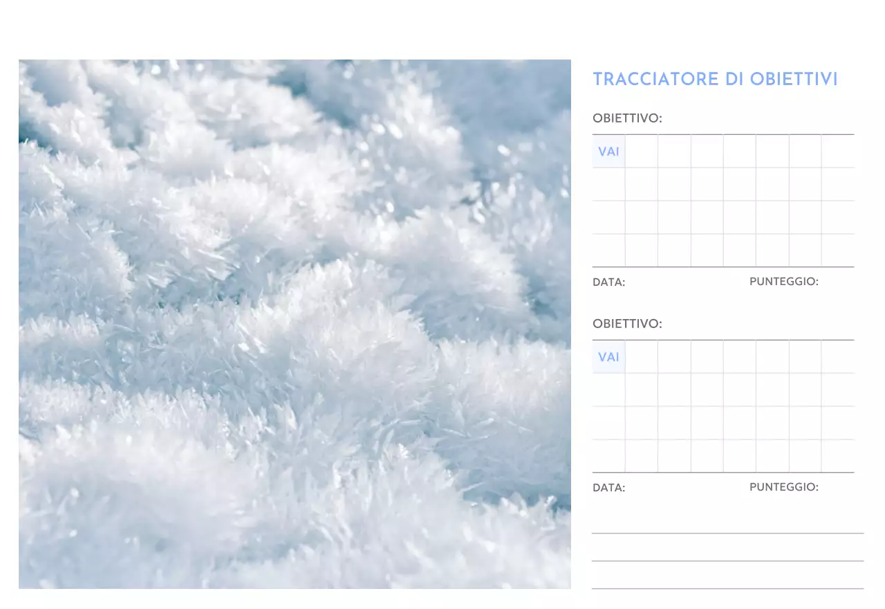 Calendario con foto tracciatore di obiettivi con un tocco di blu