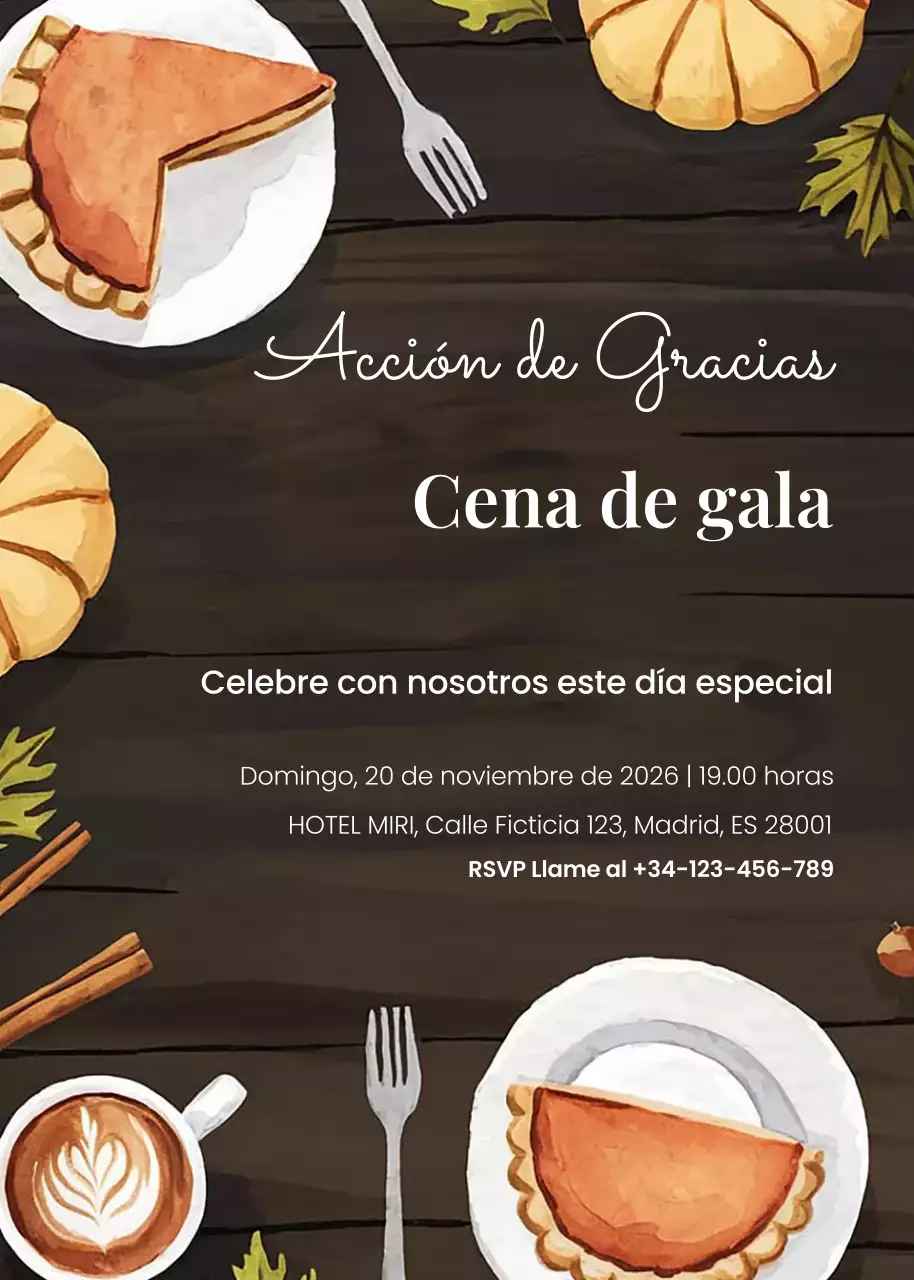 Invitación rústica marrón de Acción de Gracias