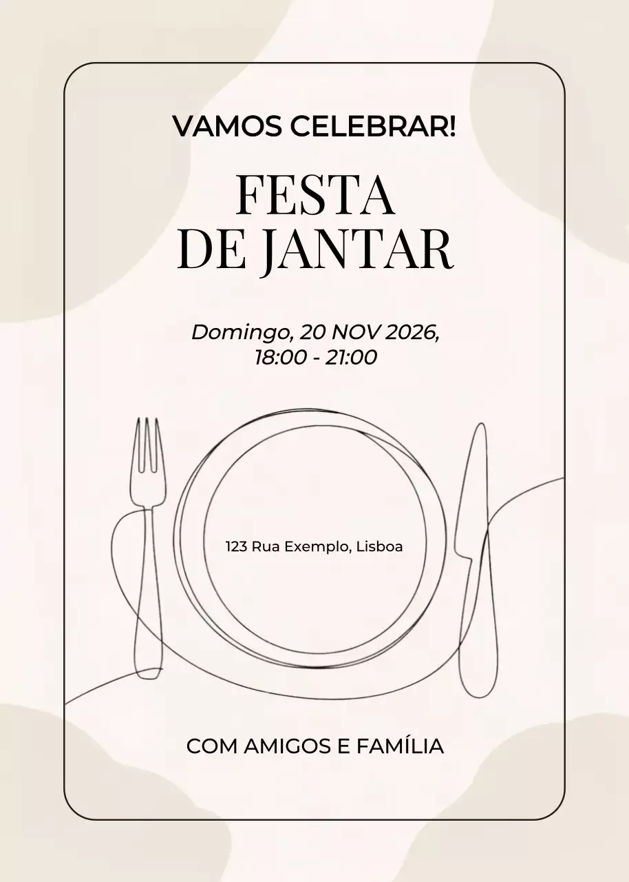 convite de jantar de ação de graças estético bege