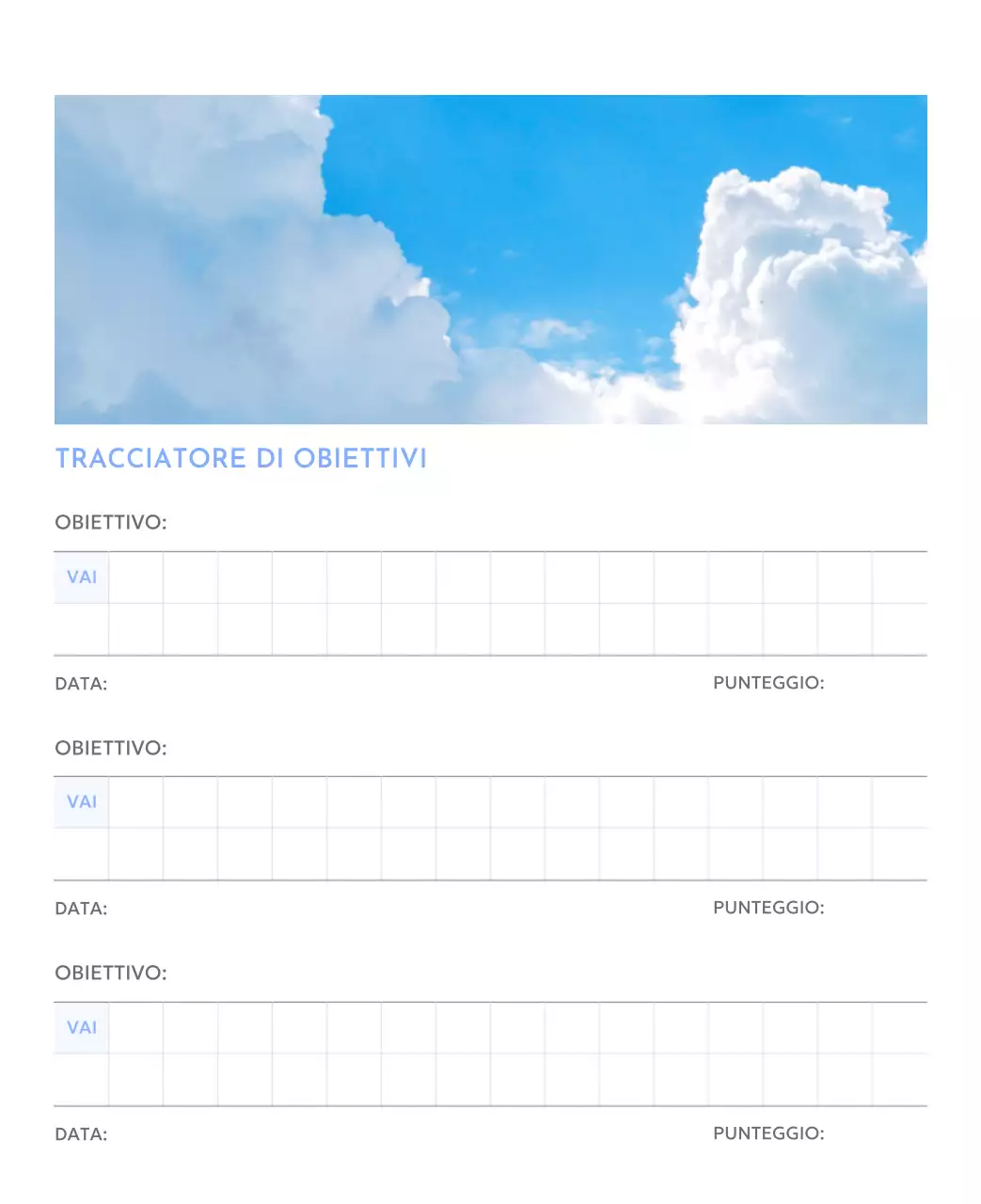 Calendario con foto tracciatore di obiettivi con un tocco di blu