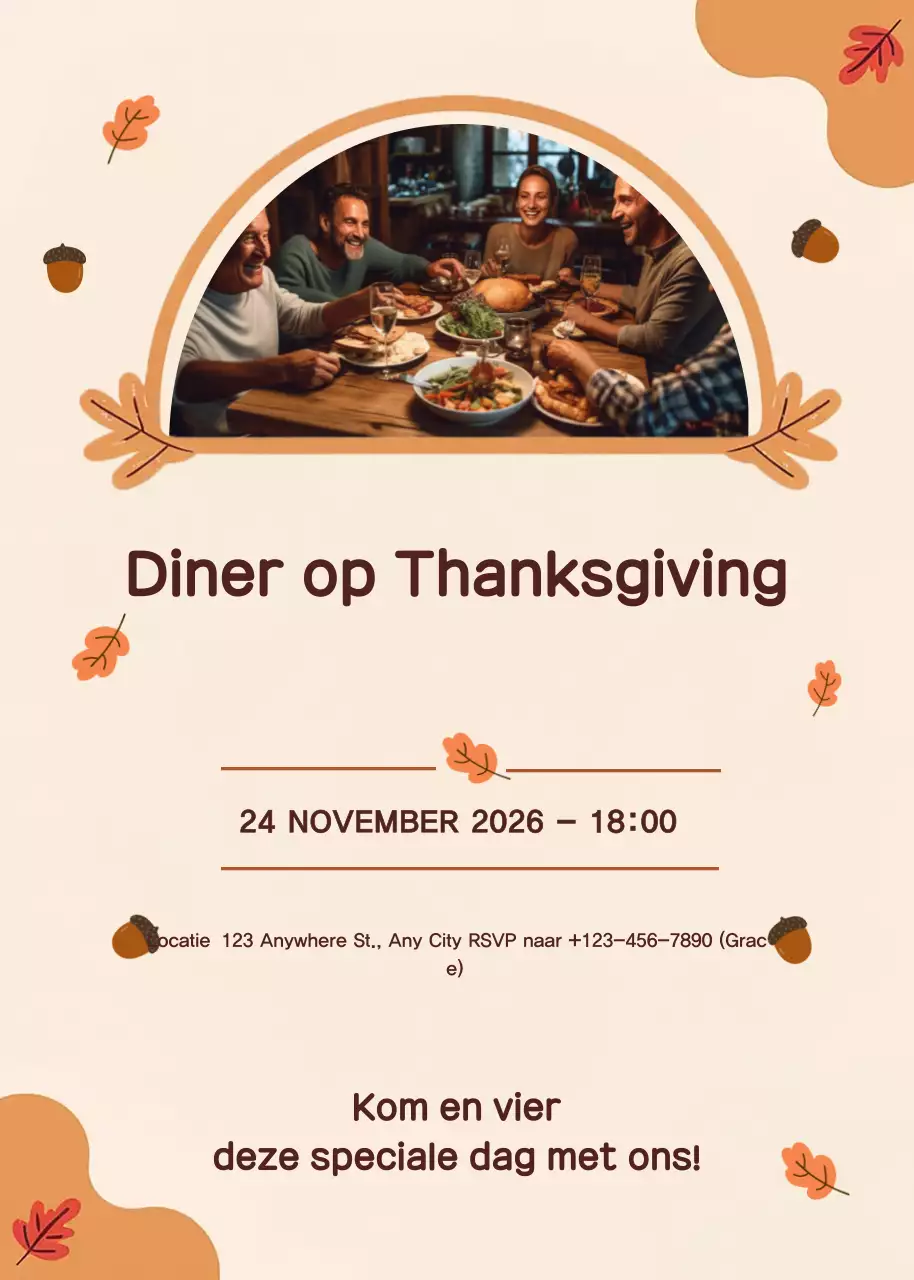 beige traditionele uitnodiging voor Thanksgiving