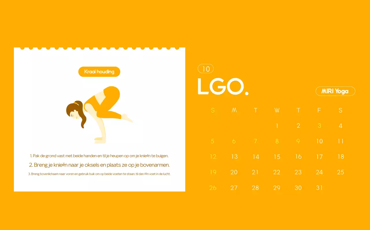 Oranje Minimalistische Yoga Promotiekalender