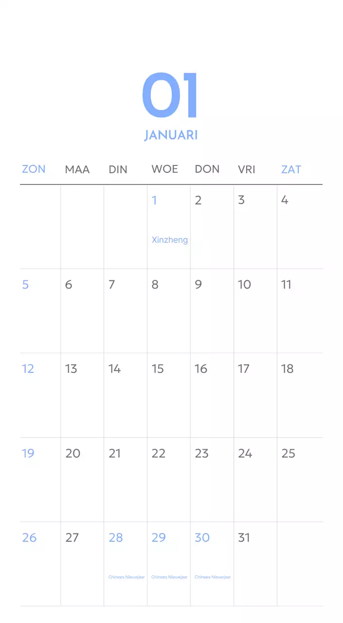 Photo goal tracker kalender met een vleugje blauw