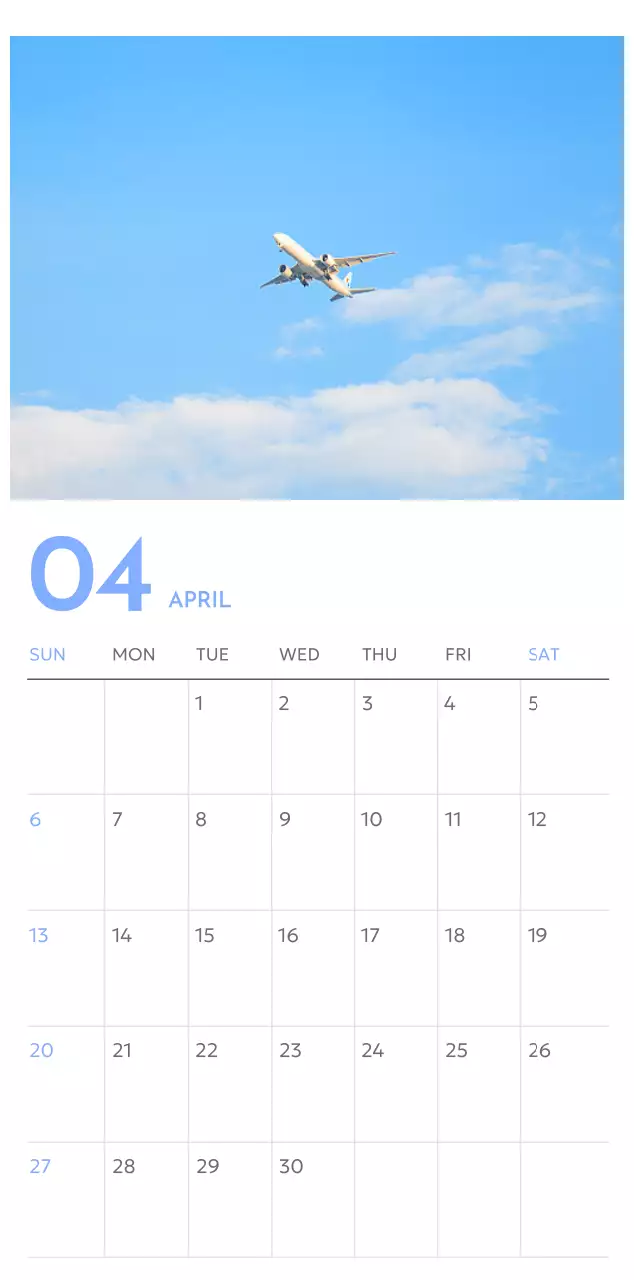 Photo goal tracker calendar with a splash of blue