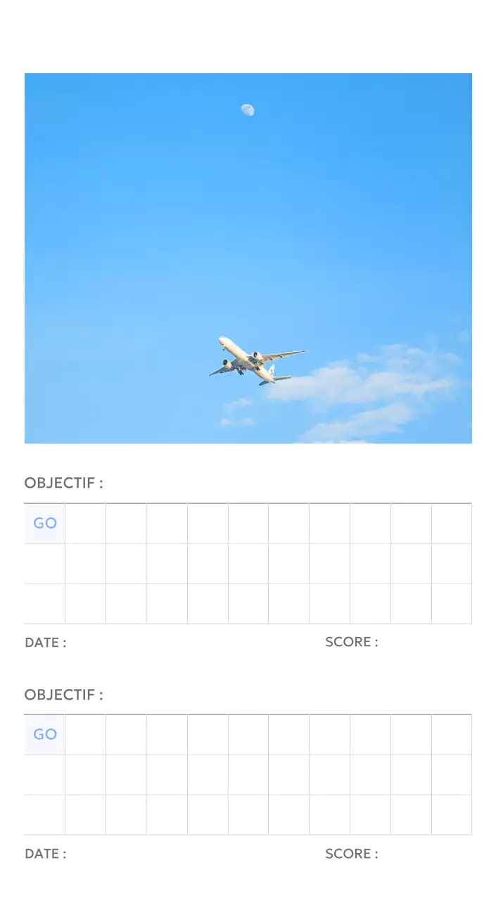 Calendrier photo de suivi des objectifs avec une touche de bleu